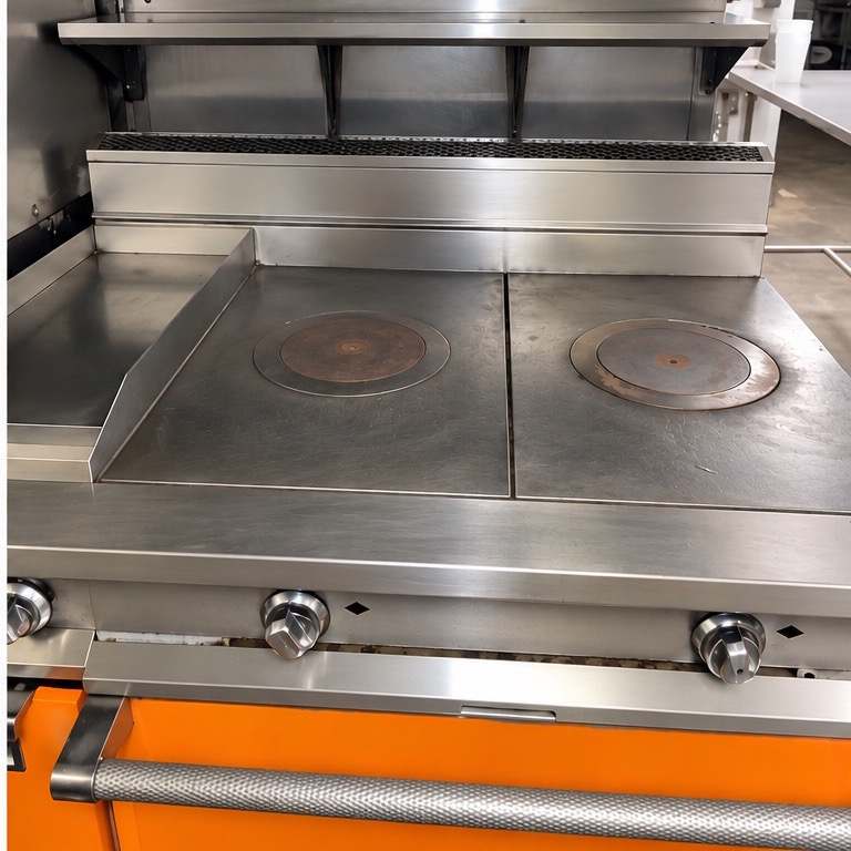 The same cooktop cleaned back to bare steel